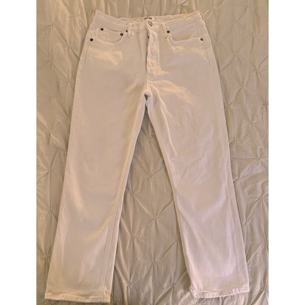 AGOLDE Women’s 90’s White Straight Jeans Button Fly Distressed Size 29